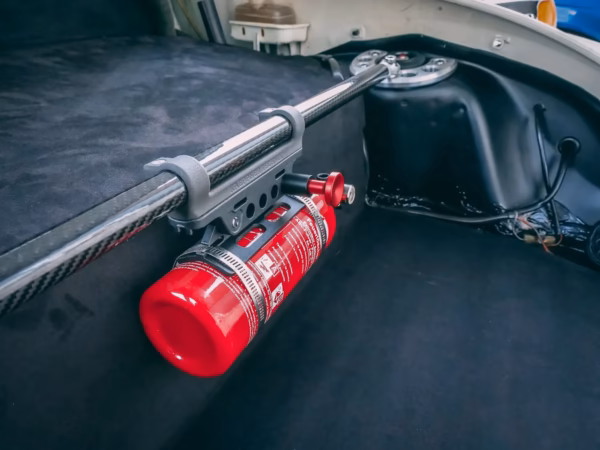 SET | Feuerlöscher | 25mm Domstreben Adapter & Quick-Release Halter & 1KG KFZ-Feuerlöscher
