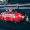 SET | Feuerlöscher | 25mm Domstreben Adapter & Quick-Release Halter & 1KG KFZ-Feuerlöscher