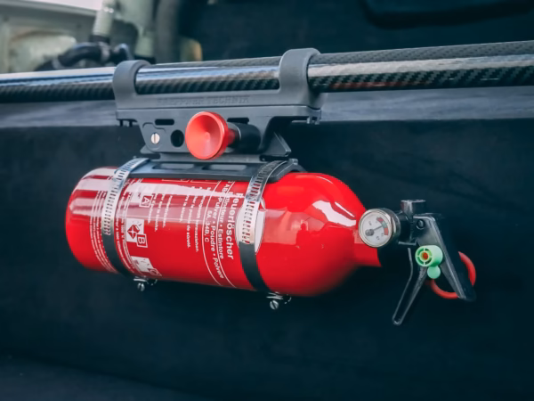 SET | Feuerlöscher | 25mm Domstreben Adapter & Quick-Release Halter & 1KG KFZ-Feuerlöscher