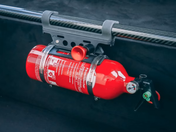 SET | Feuerlöscher | 25mm Domstreben Adapter & Quick-Release Halter & 1KG KFZ-Feuerlöscher