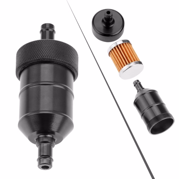 Benzinfilter Aluminium Schwarz | für 8mm Schlauch | Universal