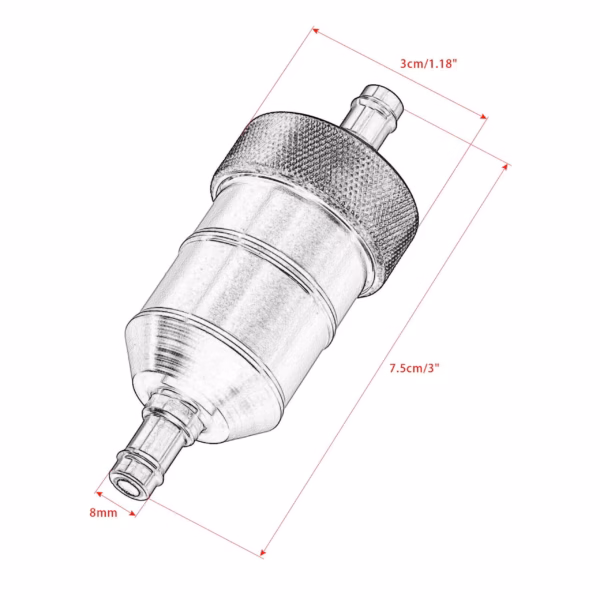 Benzinfilter Aluminium Schwarz | für 8mm Schlauch | Universal