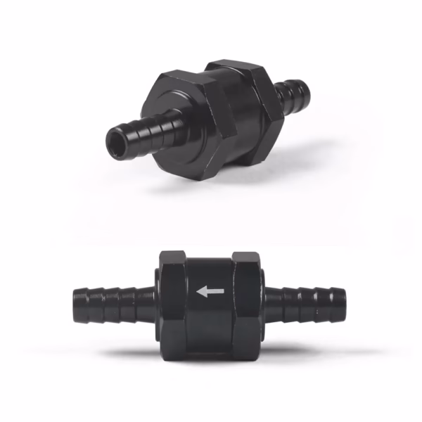 Rückschlagventil Aluminium Schwarz | für 6mm & 8mm Schlauch | Universal für Benzinsystem
